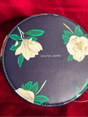 Draper James Light Blue and White Striped Round Lined Pouch